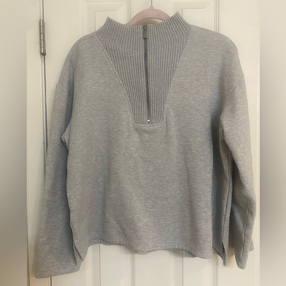 Splendid Half-Zip Grey Sweater Pullover Size Large - Picture 4 of 5